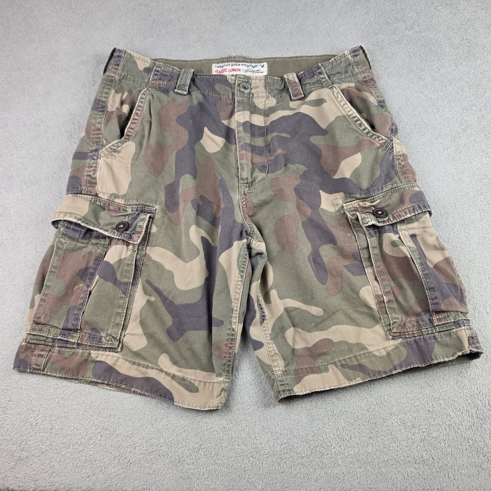 American Eagle Cargo Shorts Mens 36 Classic Length Camo Green Gorpcore